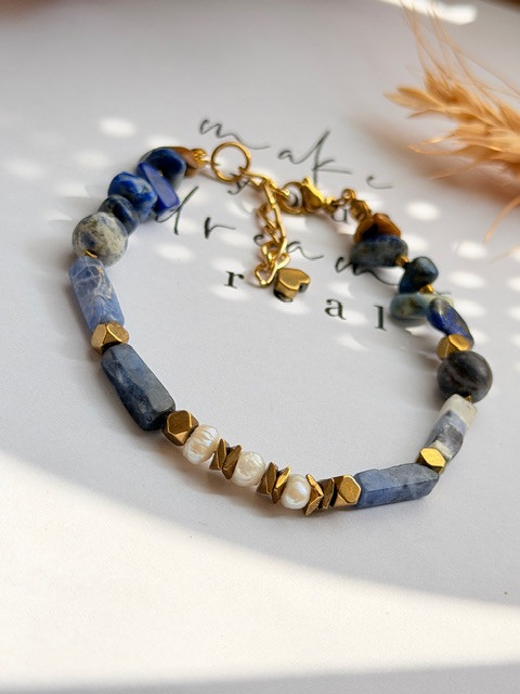 Bracelet | Brilliant Cut | Lapis Lazuli | Sodalite | Genuine Pearl | Grade 1 | Gold Plated Hematite Stone | Stainless Steel Chain & Findings | Colorfast | Hypoallergenic
