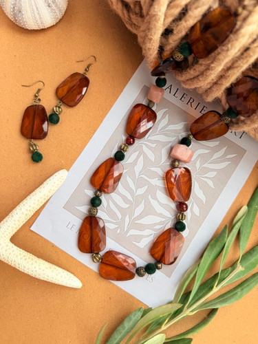 رولباسی نیم ست سنگ جید وکریستال ومخمل