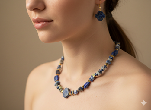 گردنبند لاجورد تراش ونکلیف