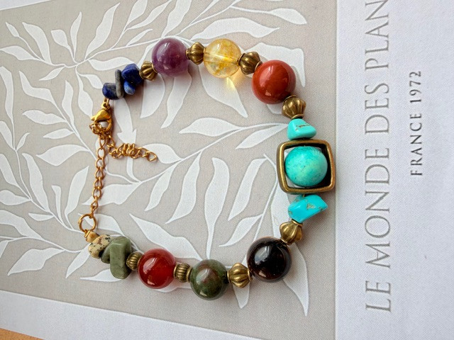 Bracelet | Seven Chakra | 7 Chakra | Lapis Lazuli | Amethyst | Citrine | Jasper | Turquoise | Onyx | Moss Agate | Red Agate | B 7chakra 22