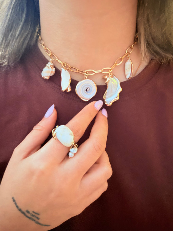 Unique Natural Shell Necklace | Gold-Plated Edge | Grade 1 Stainless Steel Chain
