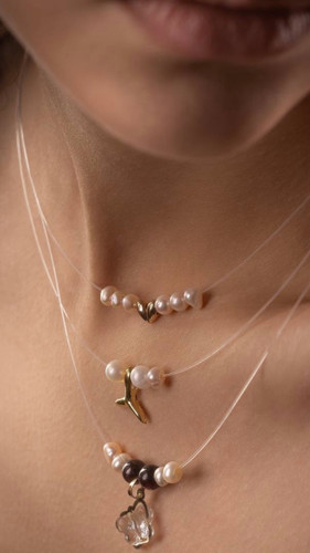 Necklace | Invisible Thread | High Quality | Genuine Pearl | Gold Tail | Stainless Steel Tail