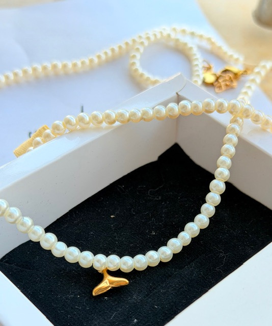 Necklace | Cultured Pearl | Pearl Stone | Whale Tail | May | June | January | Size 5-7