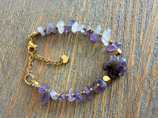 Bracelet | Economical | Amethyst | Amethyst | Quartz Stone | Flower Cut | High Quality | Grade 1 Stainless Steel Chain & Findings | Colorfast | Hypoallergenic | February | July | March | May | June