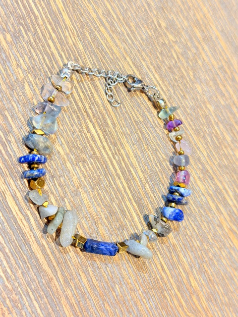 Magic Bracelet | Sodalite | Labradorite | Fluorite | Lapis Lazuli | April | May | June | July | August | September | October | November | December | January | February | March | Minimal | Grade 1 Stainless Steel Chain & Findings | Colorfast | Hypoallergeni