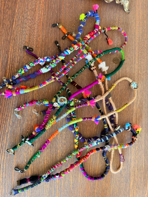 بند عینک دستساز رافیا بوهو | پارچهای، ساحلی و تابستانی