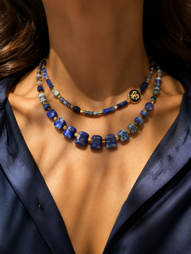Luxury Handmade Lapis Lazuli Necklace with Sodalite & Tiger Eye | Natural Gemstone | Bounty Accessories
